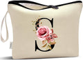 Vavabox A-Z Personalized Makeup Bag, Birthday Gifts for Women Mom, Gifts for Best Friend, Bride Bridesmaid Cosmetic bag (S, Cream Yellow)