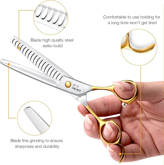 JASON Dog Grooming Chunker Scissors - 7" Blending Thinning Shears Trimming