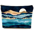 Givotin Cute Makeup Bag for Purse Canvas Waterproof Funny Cosmetic Bags for Women Zipper Travel Toiletry Pouch-Mountain Moon Lake Makeup Bags