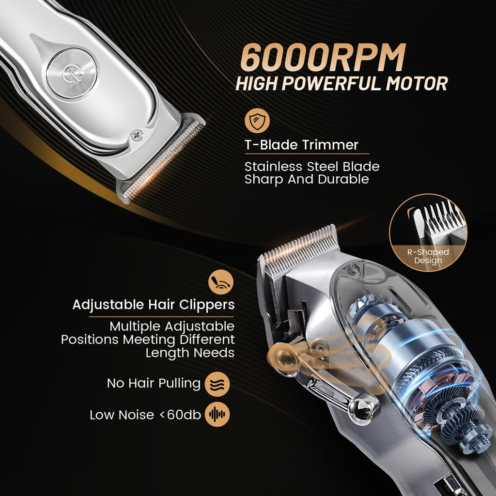 Mensure Hair Clippers for Men, Home Haircut Kit with Scissors, Comb & Guide Combs, Cordless Hair Trimmer Set for Family Use