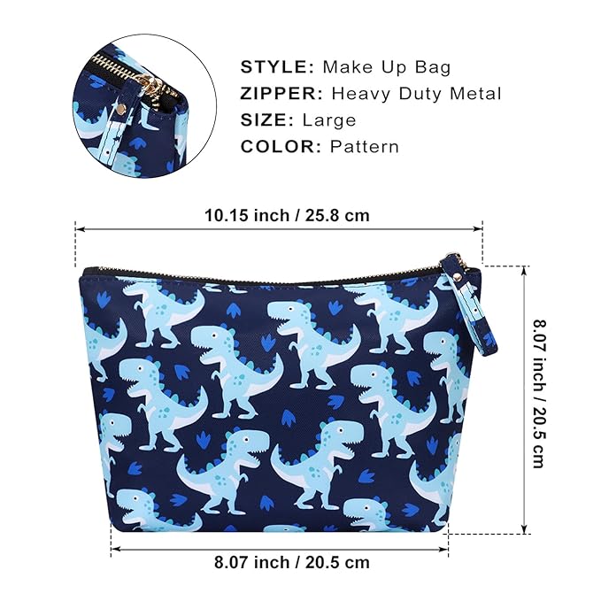 HAWEE Travel Cosmetic Bag Anti-water Makeup Case Small Pouch Gift Women, Dinosaur