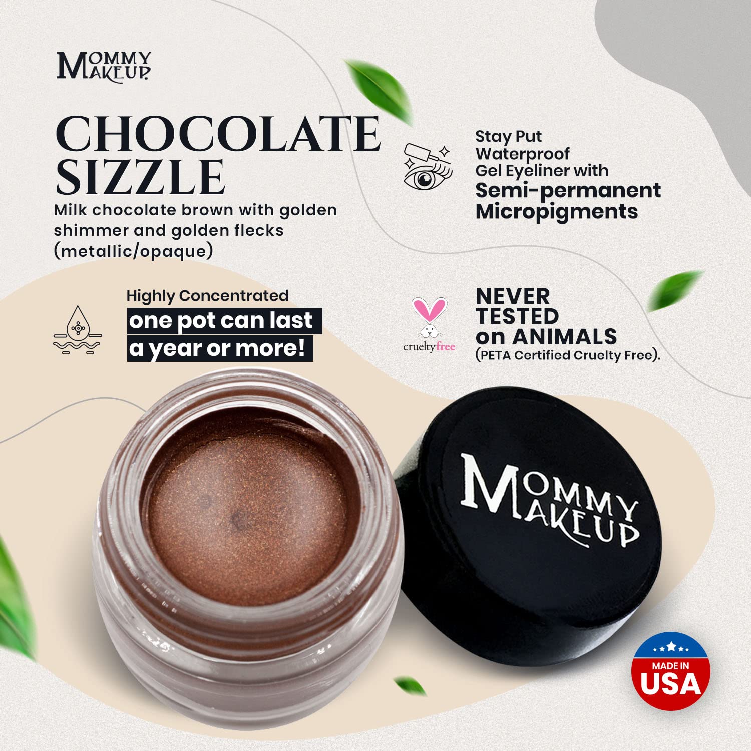 Mommy Makeup Waterproof Stay Put Gel Eyeliner Pot with Micropigments