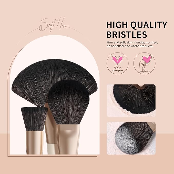 DUcare 30Pcs Professional Makeup Brushes Set, Large Foundation Powder Contour Concealer eyeshadow Blush EyeLiner Make up Brushes,Premium Synthetic hair,Vegan Cruelty-free