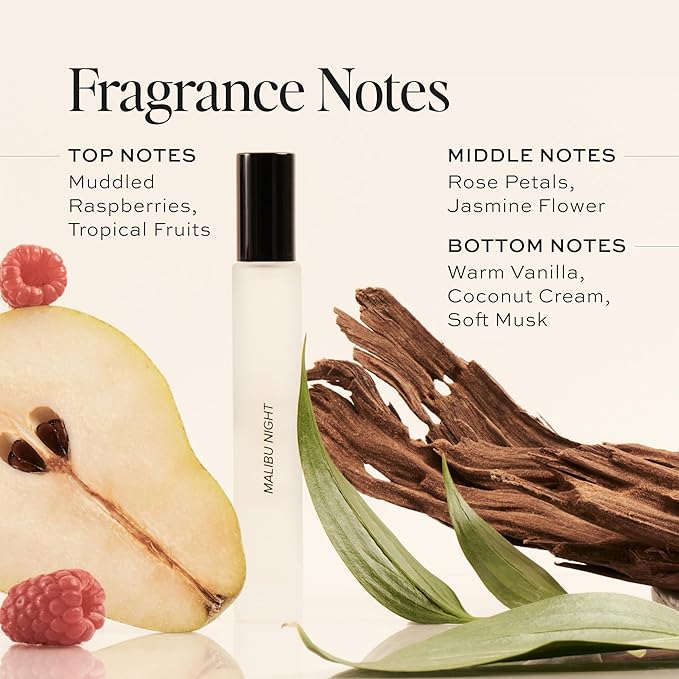 DIME Beauty Malibu Night Travel Perfume, Beachy Coconut Perfume for Women with Night Blooming Jasmine, Coconut & Radiant Raspberry, Eau de Toilette Spray, Vegan, 0.34 oz / 10 ml