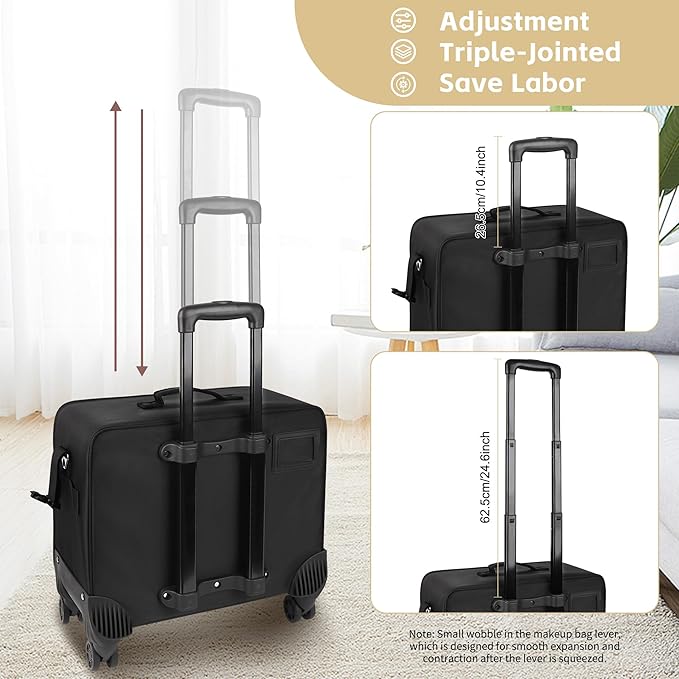 TANTO Rolling Makeup Train Case, 4 in 1 Cosmetology Case on Wheels