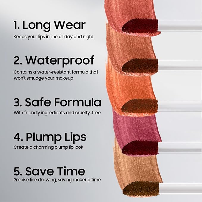 Anguishil Lip Liner Stain Peel off - Waterproof & Long Lasting Peel Lip Stain Non-Stick Cup, Enhancing Complexion & Nourishing for All Skin Types, Create A Natural Lip Color (Coral)
