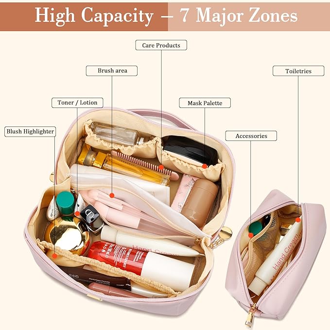 CLOUDWINGS Initial Makeup Bag Personalized Gift for Women Teen Girls