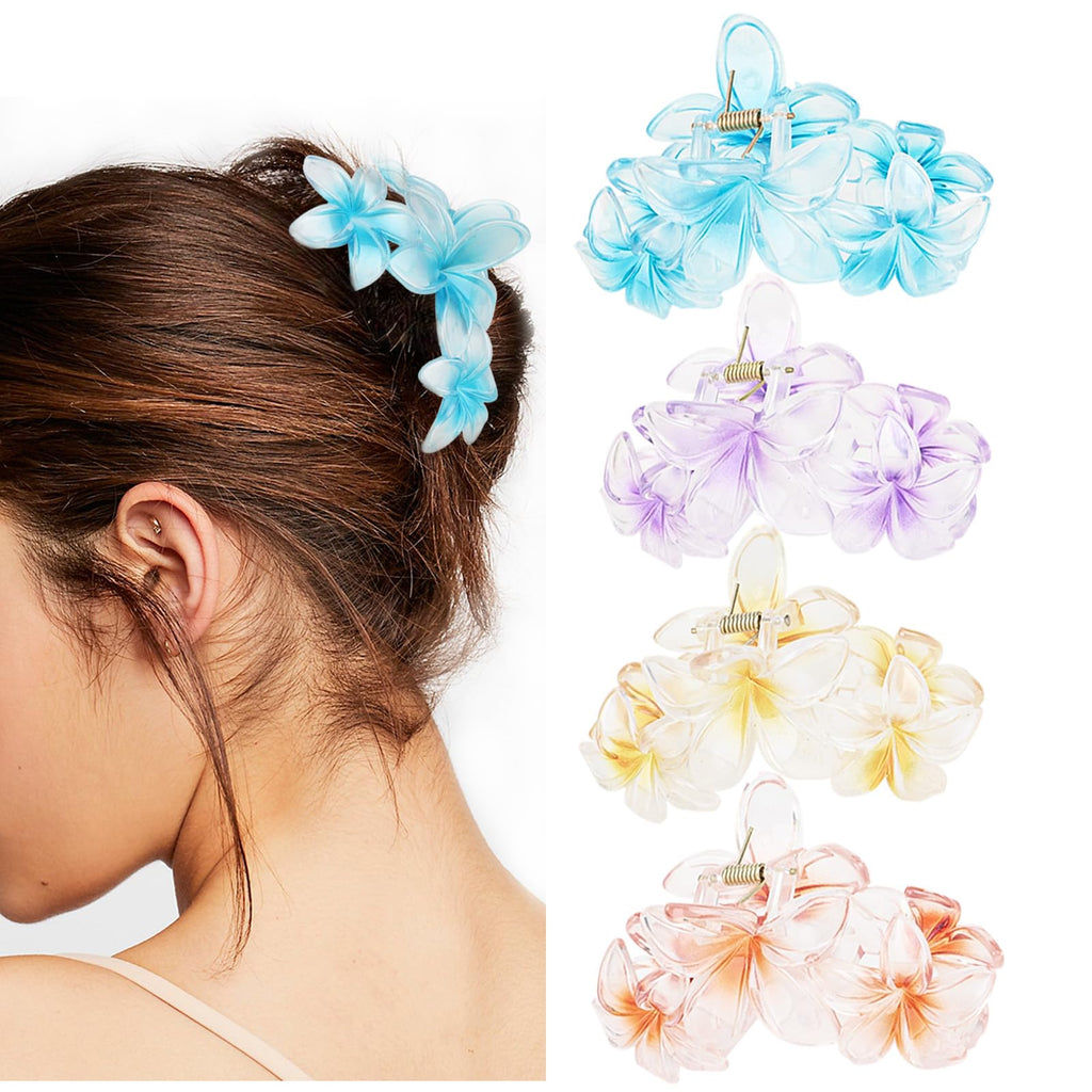 Ondder 4 Pcs Flower Hair Clips for Women Big Flower Claw Clips Large Matte Hair Clips for Thick Hair Non Slip Strong Hold Jaw Hair Clips for Women's Hair Flower Hair Accessories for Women Girls