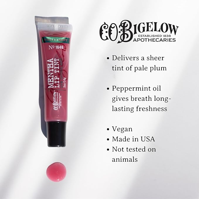 C.O. Bigelow Plum Mentha Lip Tint Trio, Pack of 3 Purple Tinted Lip Gloss