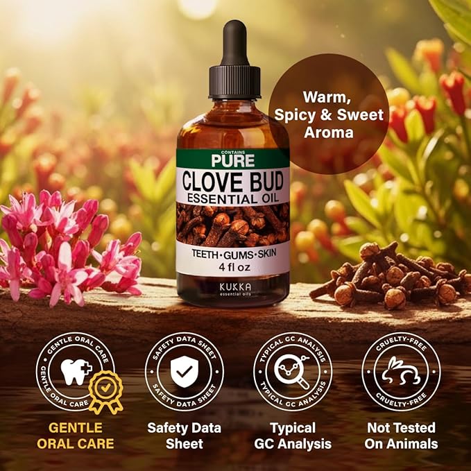 100% Pure Clove Oil - 4 Fl Oz Clove Essential Oil for Hair, Skin, Diffuser, Aromatherapy & DIY Soap Making Scent
