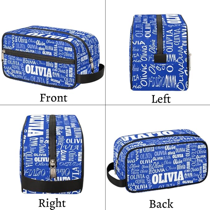 KFNHN Personalized Name Makeup Bag, Custom Women Cosmetic Bag Royal Blue