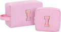 MONSTINA Initial Makeup Bag for Graduation Gifts for Girls Teen Girls | Personalized Graduation Gifts Monogram Initial Pink Makeup Bag for Women Trendy Stuff Graduation Party Favor,Pink I