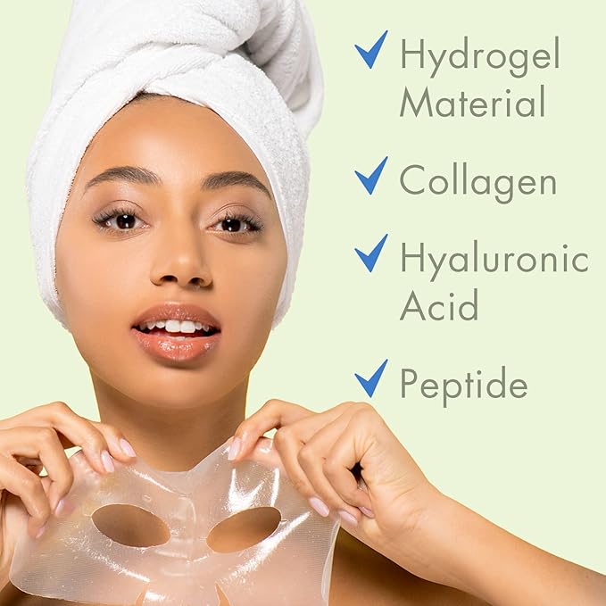 Ebanel 5-Pack Hydrogel Collagen Face Mask with Hyaluronic Acid, Peptide