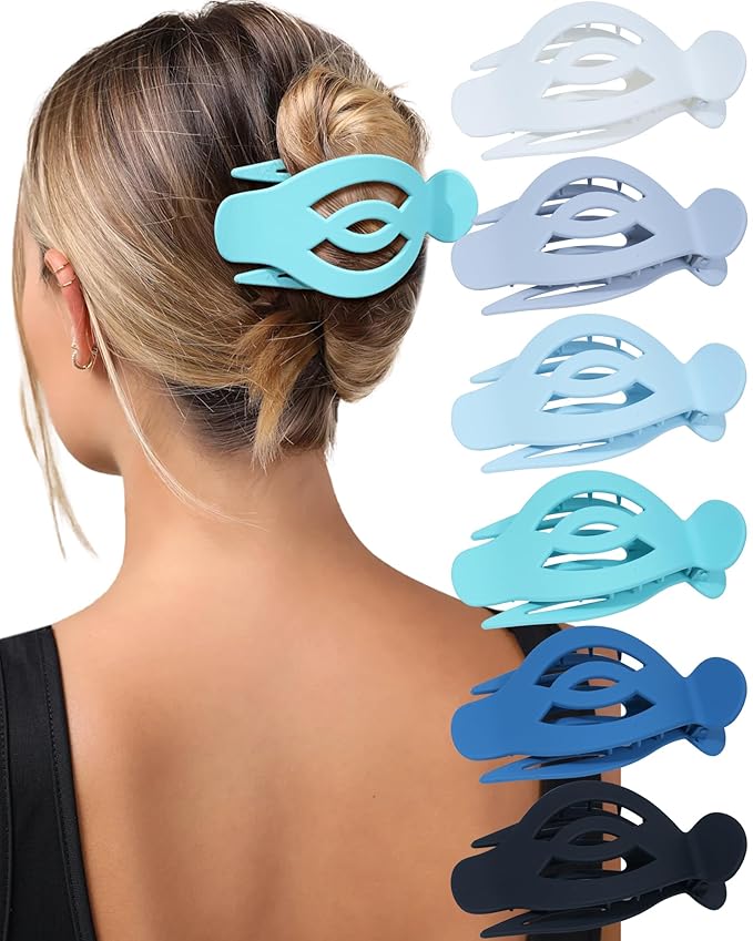 AWAYTR 6 Pack Large Flat Hair Clips for Women, 5 Inch Non-Slip Claw Clips