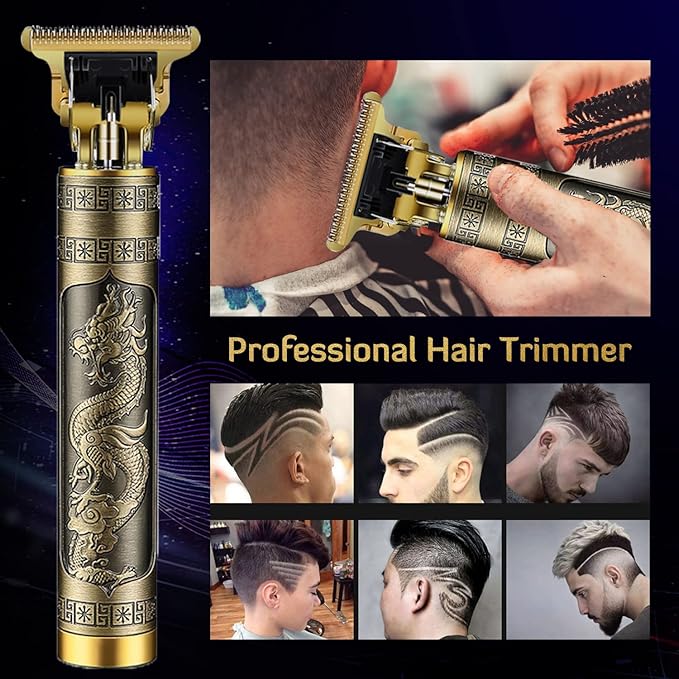 PXLISIE Professional Cordless Hair Trimmer, T-Blade Clippers for Men, Zero Gapped Rechargeable Beard Trimmer, Hair Cutting Kit With Guide Combs, Ear Spoon Tool Set