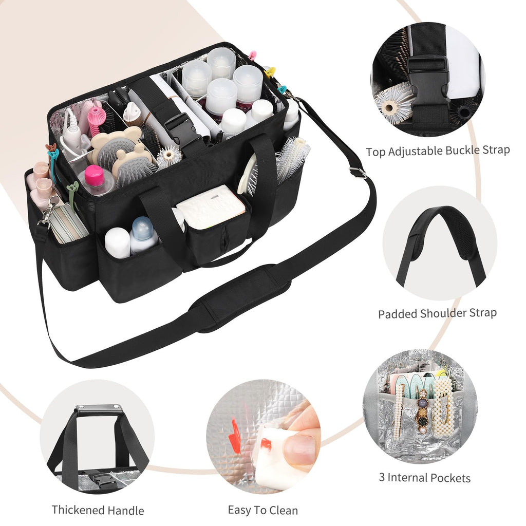 onemoky Hairstylist Traveling Bag, Extra Large Hair Tools Travel Bag, Hair Tool Organizer with Adjustable Dividers and Multi Pockets, Professional Makeup Artist Bag, Hairstylist Must Have
