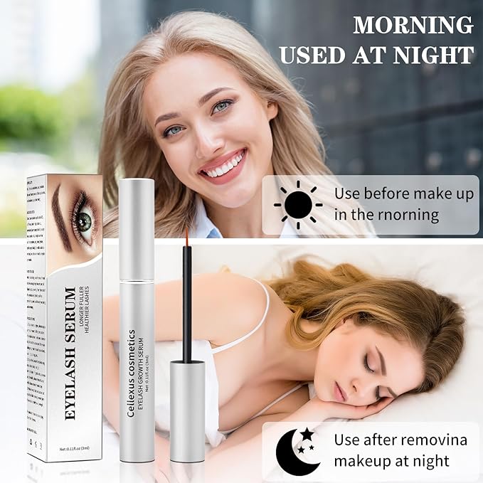 Eyelash Growth Serum: Uses an advanced nourishing formula to promote eyelash growth, resulting in longer and thicker lashes - Gentle, vegan formula, no animal testing (3ml)