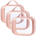 PACKISM Clear Makeup Bag Travel - TSA Approved Toiletry Bag, 3 Pack Pink