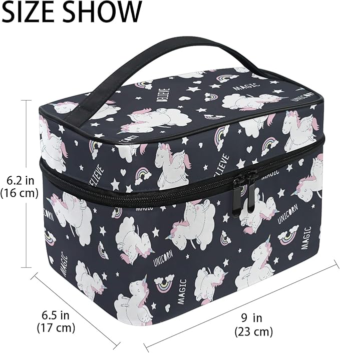 MNSRUU Makeup Bag, Cute Unicorn Rainbow Travel Makeup Organizer Bag Cosmetic Cases Toiletry Bags for Girl Women Ladies