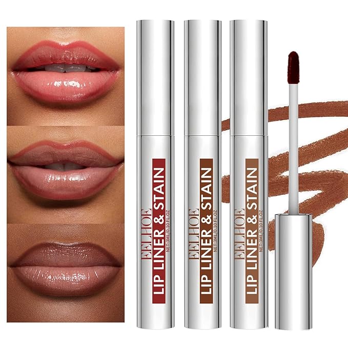 Aseawave 3Pcs Peel Off Lip Liner Lipstick Makeup, Chestnut Nude Brown Peel Off Lipgloss for Women Magic Lipstick 24 Hours Original Lip Liner Makeup Stain (#C, 1 Count (Pack of 3))