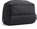 BAGSMART Puffy Makeup Bag, Wide Opening Cosmetic Organizer, Soft Water-Resistant Travel Toiletry Pouch for Women for Purse, Compact & Spacious