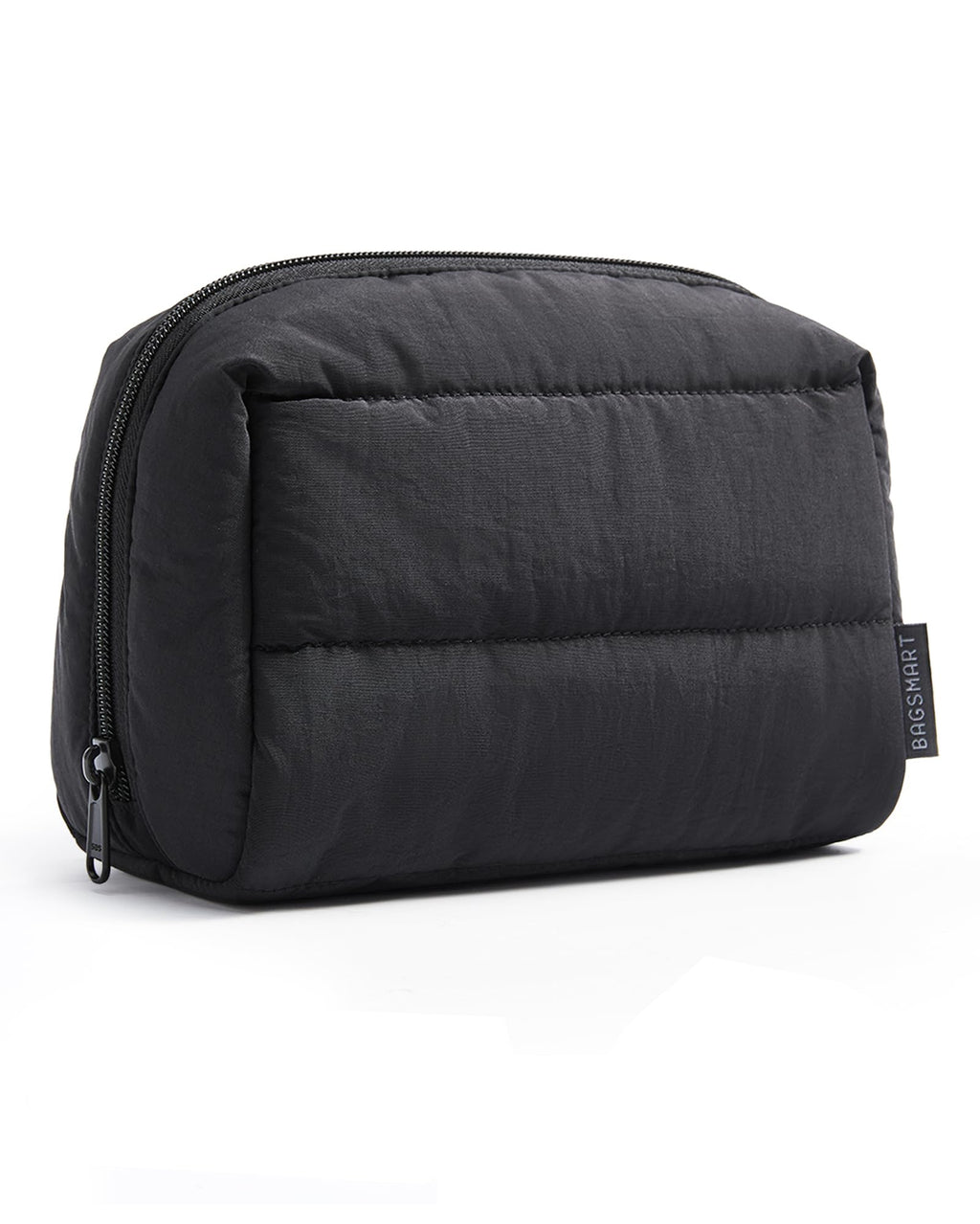 BAGSMART Puffy Makeup Bag, Wide Opening Cosmetic Organizer, Soft Water-Resistant Travel Toiletry Pouch for Women for Purse, Compact & Spacious