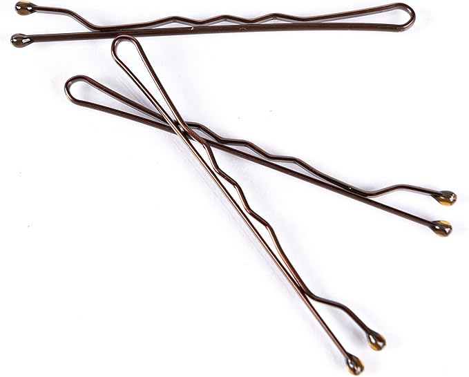 Amazon Basics No Slip Bobby Hair Pins, Brunette Brown, High Gloss for Comfortable All-Day Styling and Updos, All Hair Types, 72 Count