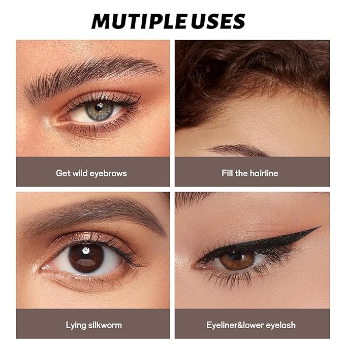 Espoce 2 Pack Eyebrow Pen, Waterproof Microblading Eyebrow Pencil, 4 Tip Precise Eye Brow Makeup Pen for Women to Effortlessly Create Hair Like Natural Brows, Non Dry Out and Last All Day (Black)