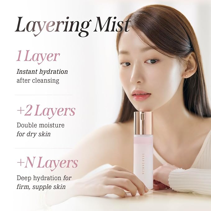 DEARDAHLIA Endless Skin Cream Mist, Dual-Layer Hydrating Face Mist, Glass Skin Glow, Toner & Essence Spray, Oil-Water Balance Care, Before & After Makeup, Vegan Korean Skincare. 3.38 fl oz