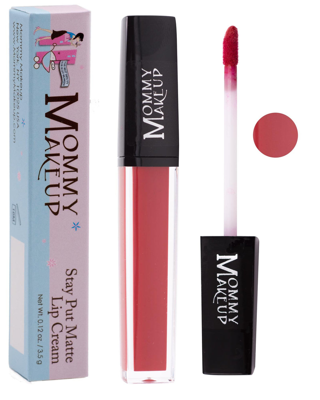 Mommy Makeup Stay Put Matte Lip Cream, Kiss-proof Lipstick (Roxie)