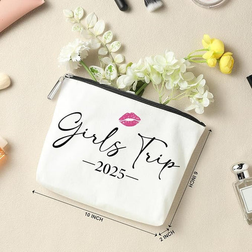 2 PCS Girls Trip Gifts Favors 2026 Girls Weekend Gifts for Women Bestie Gifts Friend Gifts Girls Trip Favors for Sister Her Daughter Friendship Holiday Vacation Makeup Bag Weekend Bags for Women