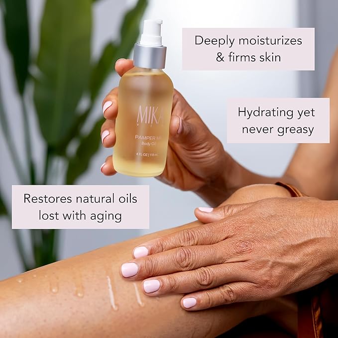 Mika Vie Luxury Organic Body Oil After Shower for Women - 4 oz Moisturizing Body Oil for Dry Skin W/Sesame & Jojoba Seed, Ginger & Bergamot Oils - USDA|NOP Certified Organic, Non-Greasy, Paraben Free