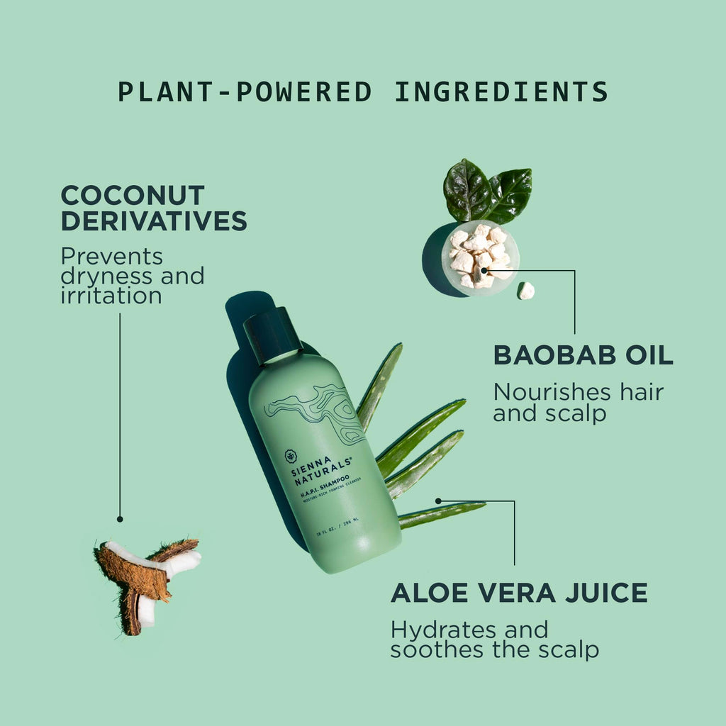 Sienna Naturals - HAPI Shampoo - Hydrating Cleanser - Vegan - 11 Fl Oz