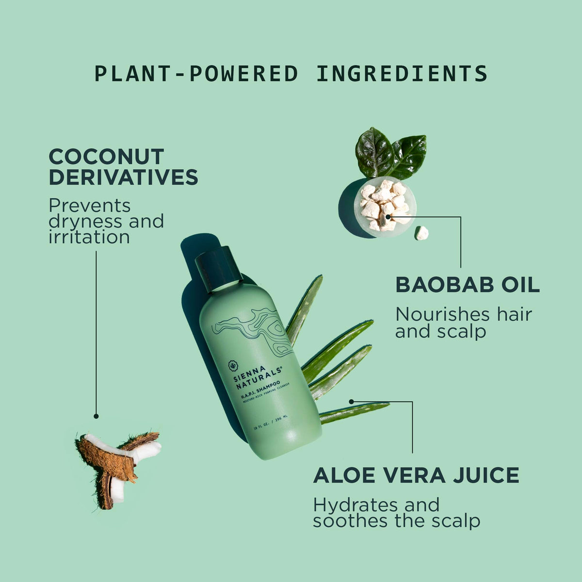 Sienna Naturals - HAPI Shampoo - Hydrating Cleanser - Vegan - 11 Fl Oz