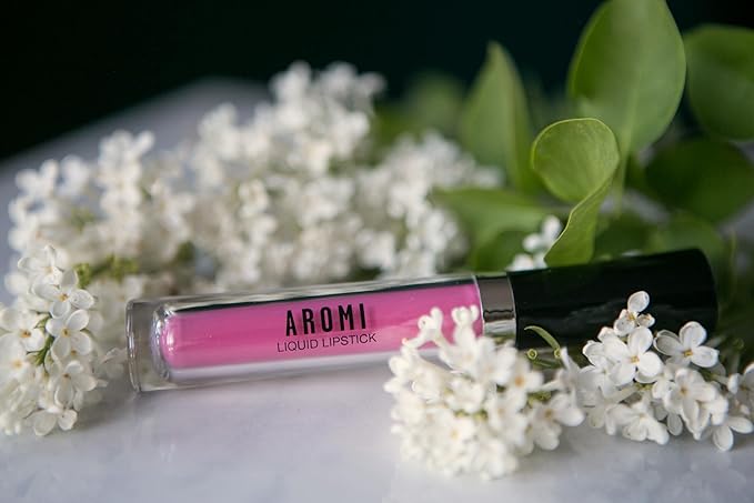 Aromi Matte Liquid Lipstick | Light, Peachy Pink Lip Color For Women, Warm Undertones, Baby Pink Shade (Cherry Blossom)
