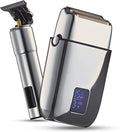 Hal&Hol Professional Cordless Electric Hair/Beard Trimmer and Foil Shaver for Men - Complete Barber Grooming Kit with Rechargeable Battery, Protective Case and 4 Guards, Gift for Men