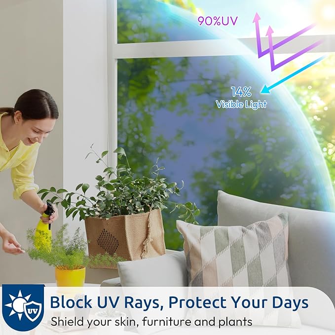rabbitgoo Window Privacy Film One Way, 35.4" x 196.8", Blue Silver