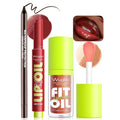 Wugbc Brown Lip Liner Glitter Lip Gloss Oil Click Lip Balm, Hydrating Lipstick Tinted Lip Oil for Women Makeup Lightweight Non Sticky Liquid Lipstick Lip Liner Pencil Combo Set