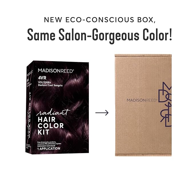 Madison Reed Radiant Hair Color Kit - 4VR Darkest Cool Sangria with Vibrant Violet Red Tones (Volterra Amethyst), Vivid Permanent Hair Dye for Bold Color & Shine | PPD-Free & Ammonia-Free, 2 Pack