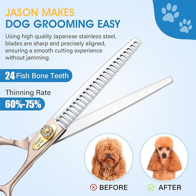 JASON Dog Grooming Chunker Scissors - 7.5" Professional Thinning Shears