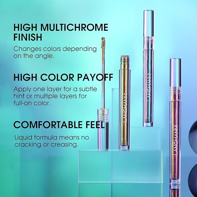 Jolilab 3Pcs Liquid Chameleon Eyeshadow Set, Holographic Multichrome Makeup