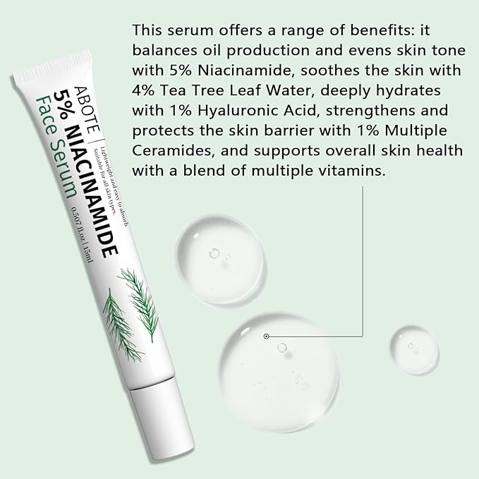 Travel Skincare 5% Niacinamide Serum with 1% Ceramide Complex | Deep Hydration | Soothes Skin (3 Pack 0.507 fl.oz | 15ml)