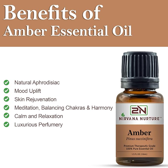 Nirvana Nurture Amber Essential Oil,100% Pure Undiluted, Aromatherapy Oil for Diffuser, Hair & Skin Care