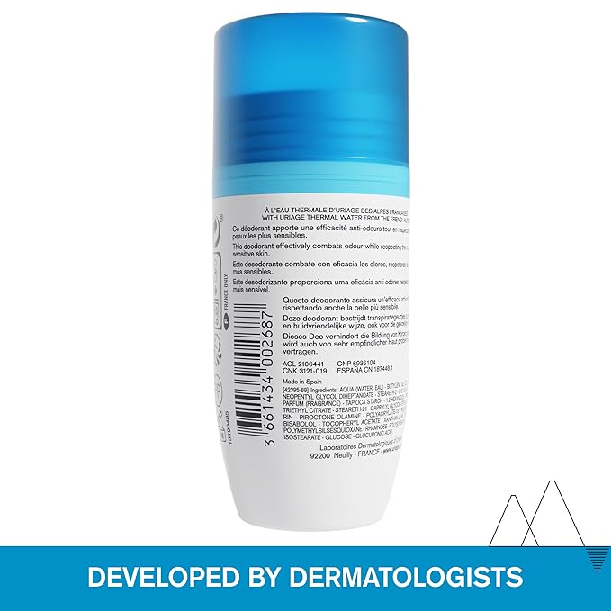 Uriage Deodorant For Sensitive Skin, Daily Freshness, Aluminum-Free Formula, No Alcohol, 24-Hour Odor Protection, Suitable For Sensitive Skin, No White Marks, Unisex