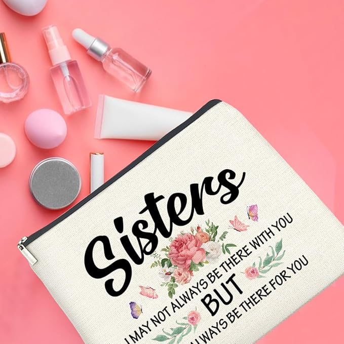 UPNEGE Sisters Gifts Makeup Bag, Gifts for Bestie Best Friend Sister Christmas Birthday, Sisters Cosmetic Bag Zipper Makeup Pouch