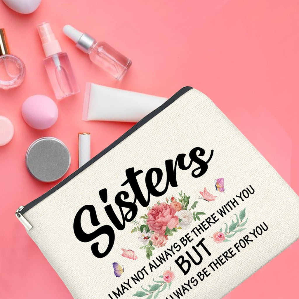 UPNEGE Sisters Gifts Makeup Bag, Gifts for Bestie Best Friend Sister Christmas Birthday, Sisters Cosmetic Bag Zipper Makeup Pouch