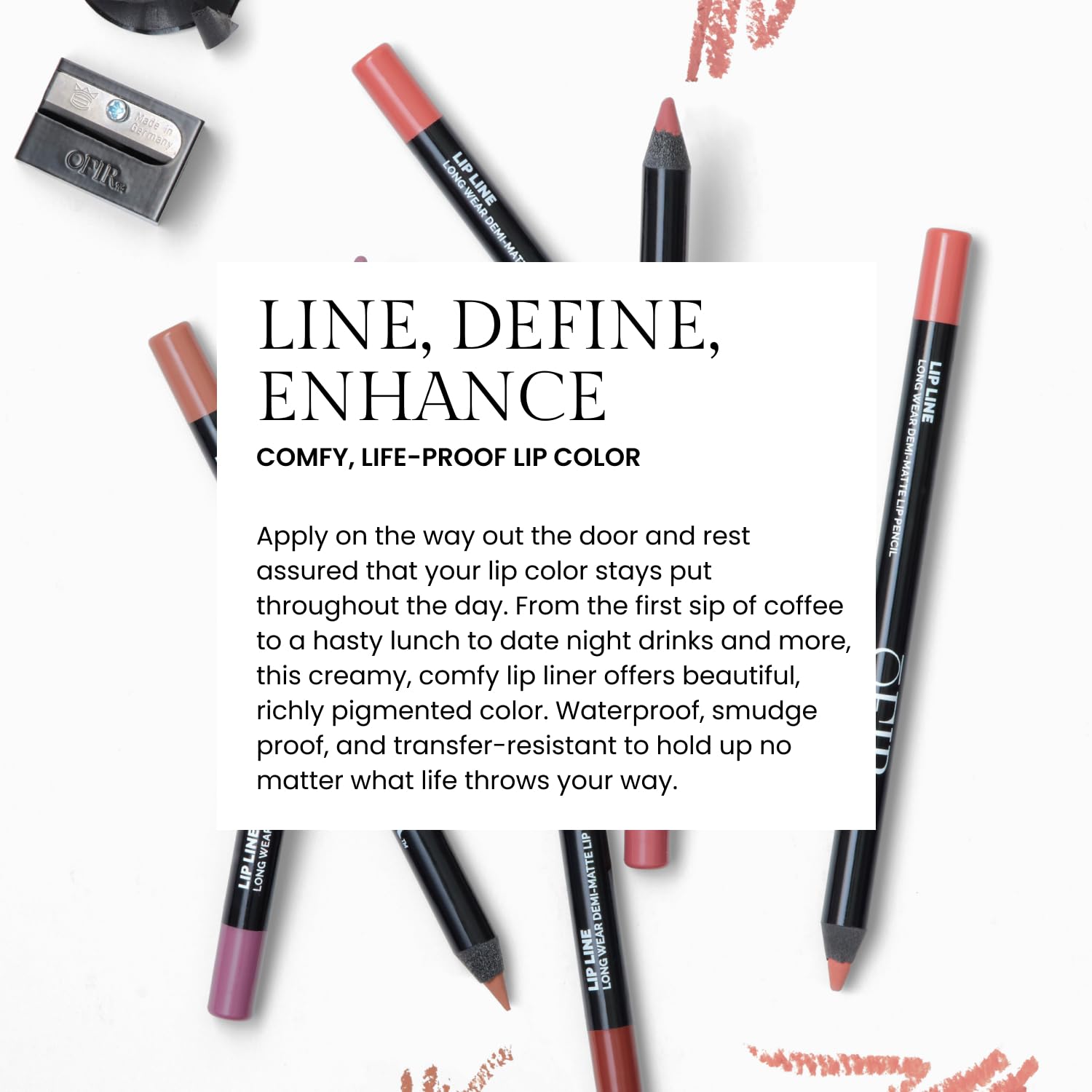 OFIR Longwear Demi-Matte Lip Pencil | Smudge-Proof, Easy Glide, Hydrating, Long-Lasting Color | What eh-ver! - Nude Brown Lip Liner Pencil | 0.042 OZ