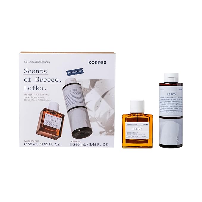 KORRES Lefko Eau De Toilette 1.69 Fl Oz & Shower Gel 8.45 Fl Oz Unisex Set