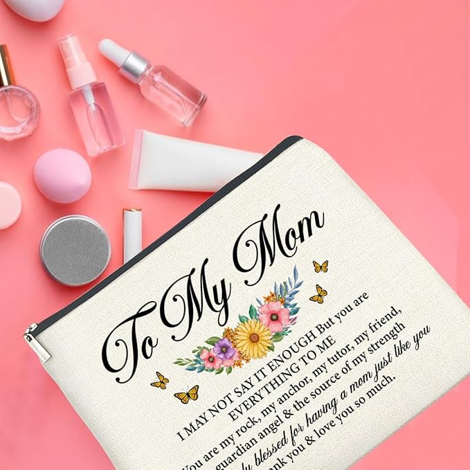 UPNEGE Mom Gifts Makeup Bag Christmas Birthday Thanksgiving Gifts for Mother Mom Cosmetic Bag Zipper Makeup Pouch