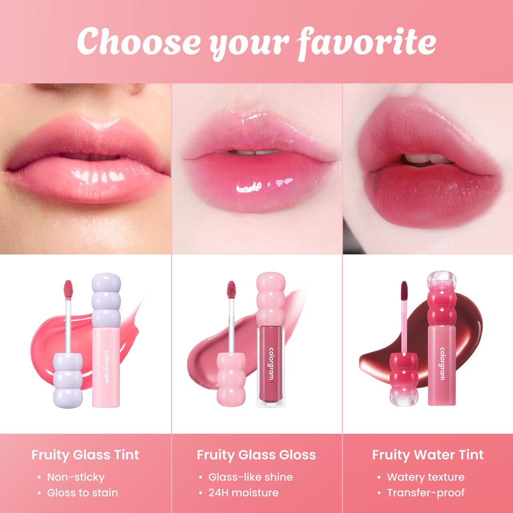 COLORGRAM Fruity Glass Tint 15 Satisfied Fig, Non-Sticky Formula for Glass-Like Shine and Effortless Application